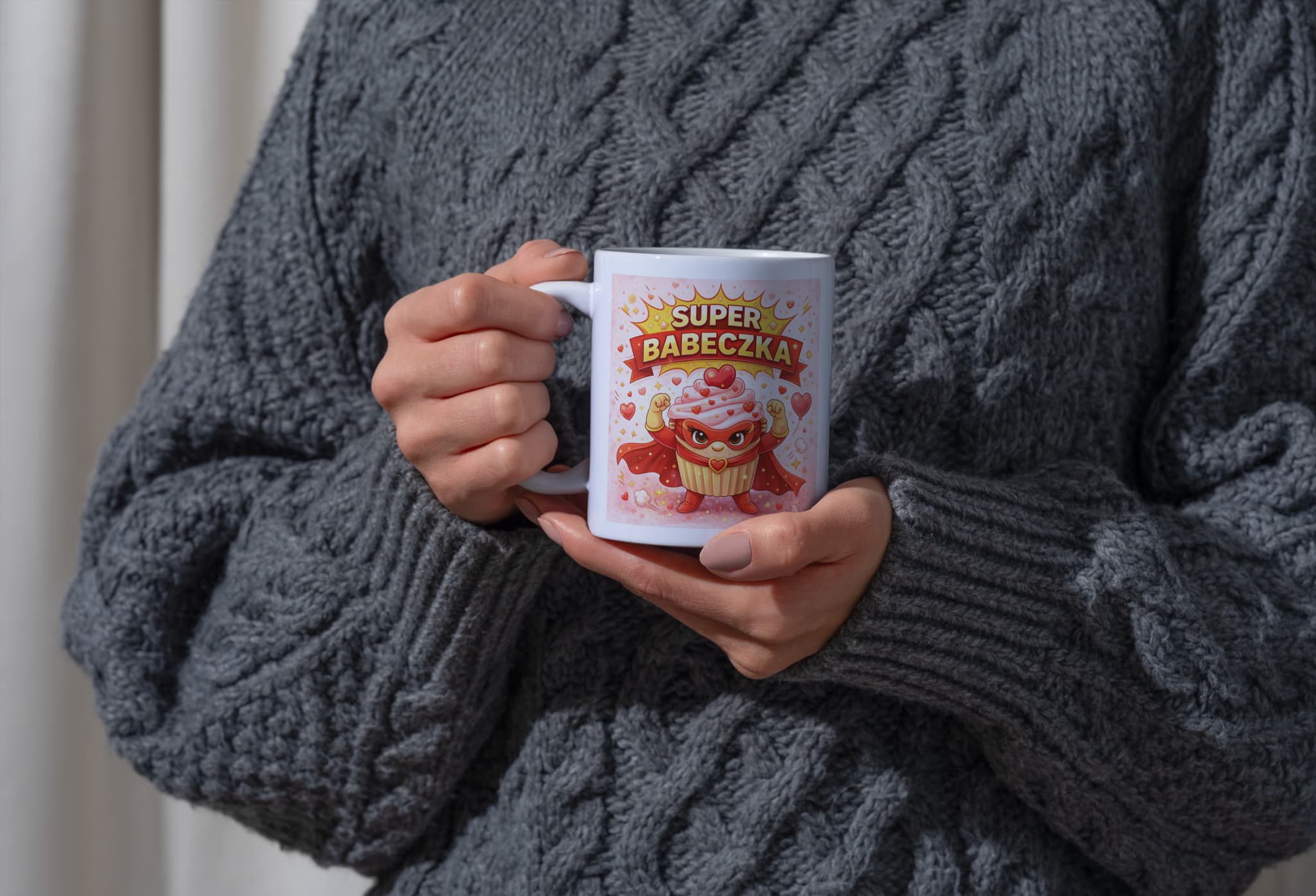 ☕ Kubek „SUPER BABECZKA” 330 ml – idealny prezent na Walentynki ❤️🦸‍♀️