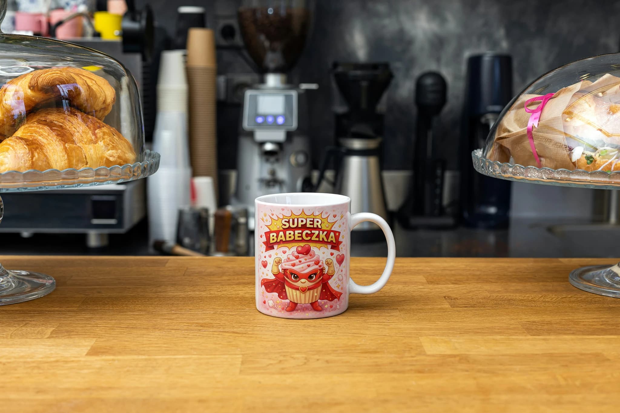 ☕ Kubek „SUPER BABECZKA” 330 ml – idealny prezent na Walentynki ❤️🦸‍♀️
