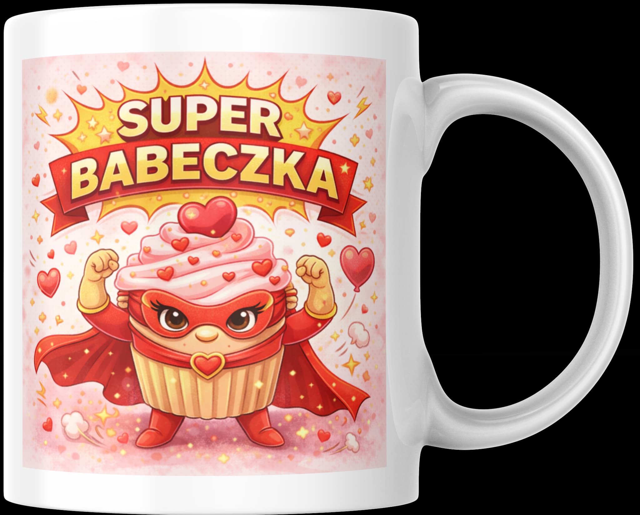 ☕ Kubek „SUPER BABECZKA” 330 ml – idealny prezent na Walentynki ❤️🦸‍♀️