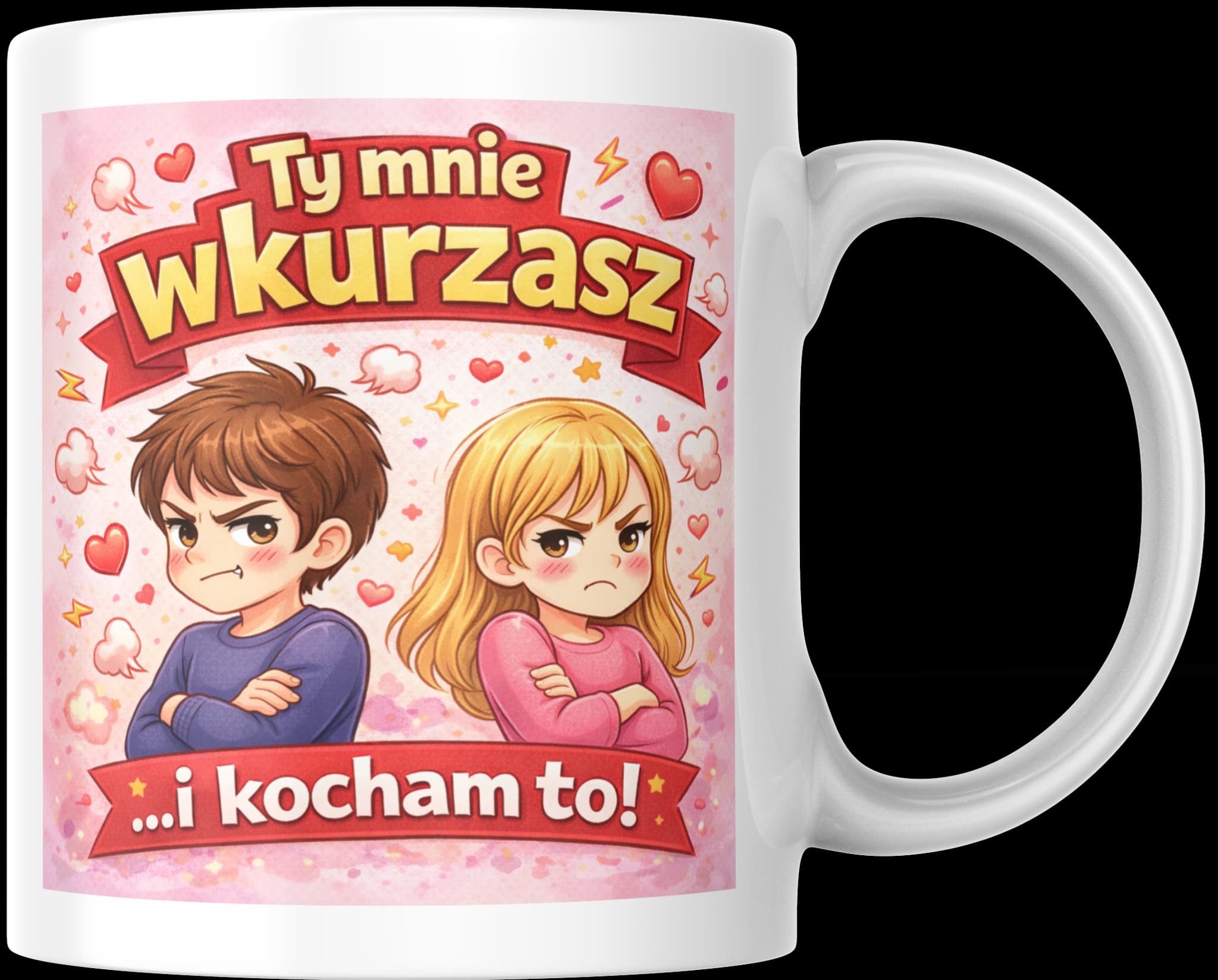 ☕ Kubek „Ty mnie wkurzasz… i kocham to!” 330 ml – idealny prezent na Walentynki 😄❤️